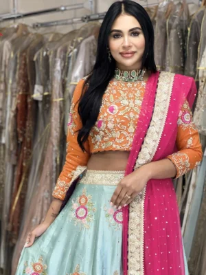 Bridal Mehndi Multi Color Lehenga