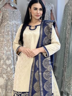 Golden and Blue Sharara Dress