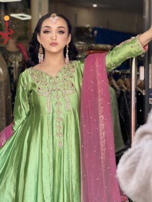 Parrot Green Silk Dress