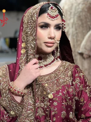 Maroon Farshi Lehenga with Tail