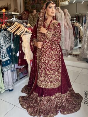 Hyderabadi-Inspired Maroon Bridal Ensemble