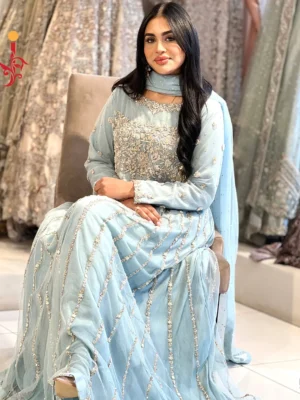 Ice Blue Party Wear Maxi