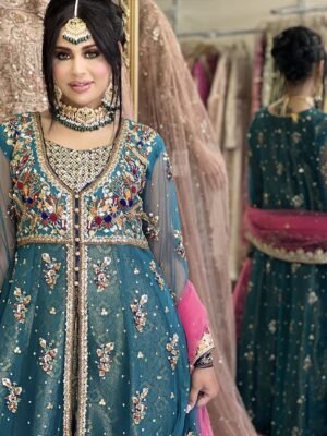 Heavy Sea Green Partywear Maxi