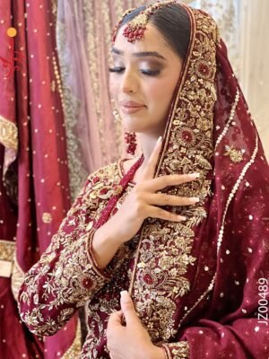 Hyderabadi-Inspired Maroon Bridal Ensemble