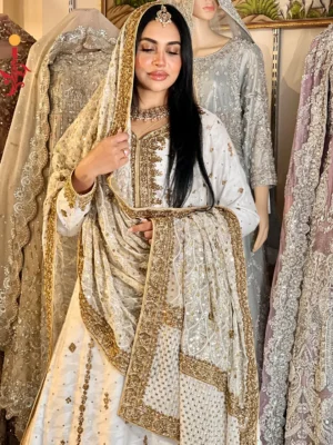 The White & Golden Khaddi Cotton Ensemble
