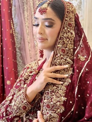 Hyderabadi-Inspired Maroon Bridal Ensemble
