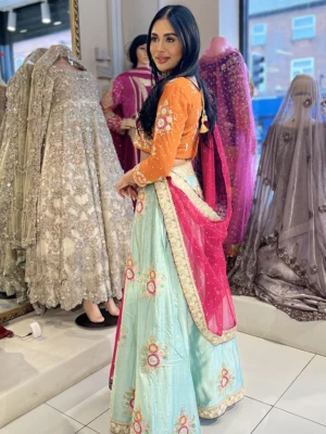 Bridal Mehndi Multi Color Lehenga