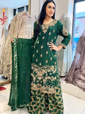 Bottle Green Shirt with Sharara