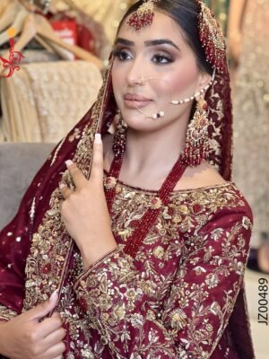 Hyderabadi-Inspired Maroon Bridal Ensemble