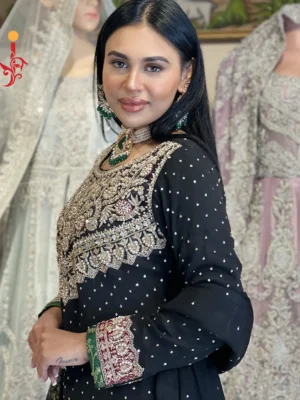 Elegant Black Chiffon Partywear Ensemble