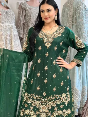 Bottle Green Shirt with Sharara
