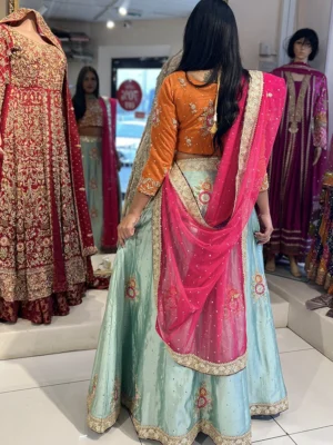 Bridal Mehndi Multi Color Lehenga