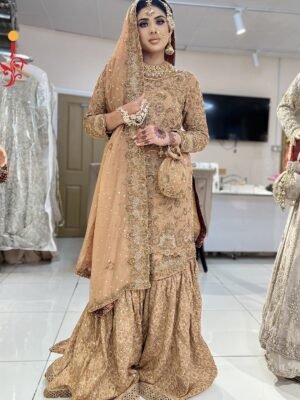 Rust Brown Embroidered Gharara