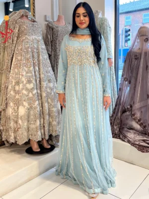 Ice Blue Party Wear Maxi