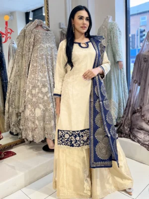 Golden and Blue Sharara Dress