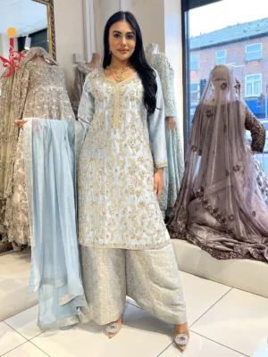 Ice Blue Shirt with Palazzo