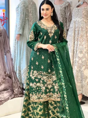 Bottle Green Shirt with Sharara