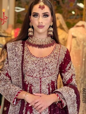 Maroon Peplum Style Bridal Farshi Lehenga