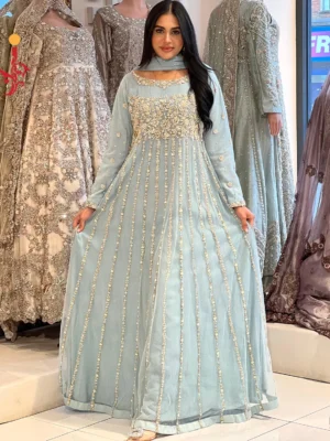 Ice Blue Party Wear Maxi