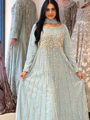 Ice Blue Party Wear Maxi