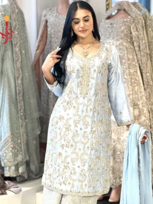 Ice Blue Shirt with Palazzo