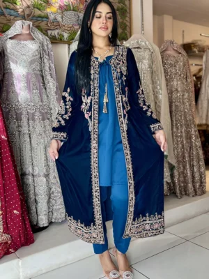A Tale of Royal Elegance: The Velvet Jacket Ensemble