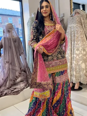 Bridal Mehndi Multicolor Gharara