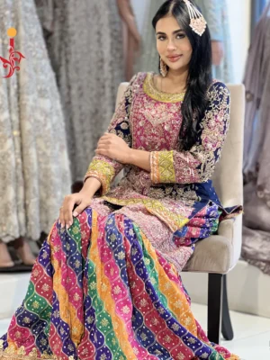 Bridal Mehndi Multicolor Gharara