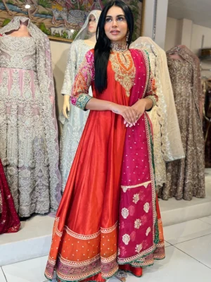 Mehendi Glow Maxi — Vibrant orange maxi